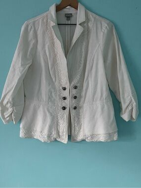 Vanity Vintage Military Peplum Band Blazer L Crochet Victorian Ruched Steampunk